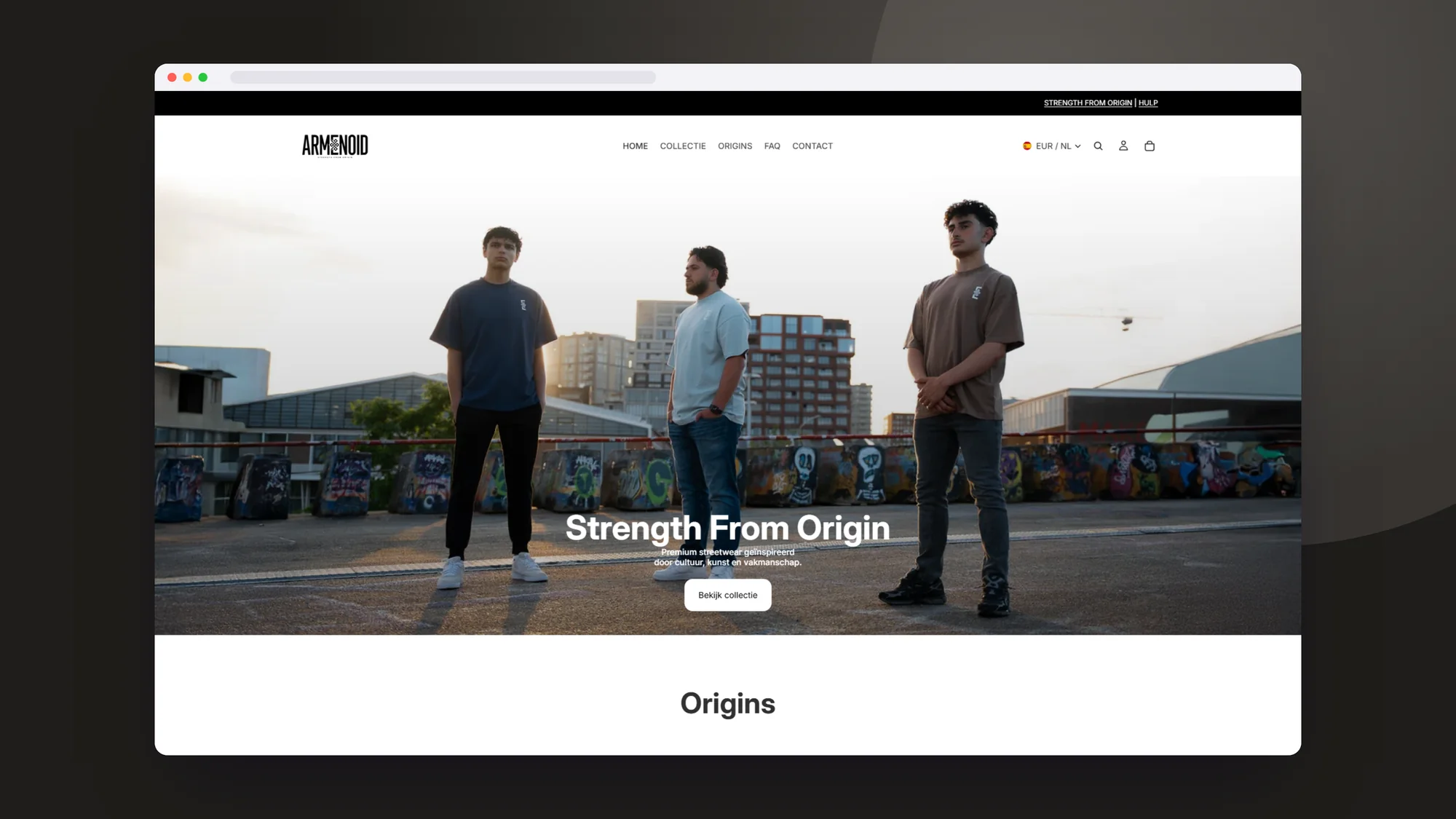 Armenoid: Webshop door SjopSjop, getoond op desktop, laptop en smartphone