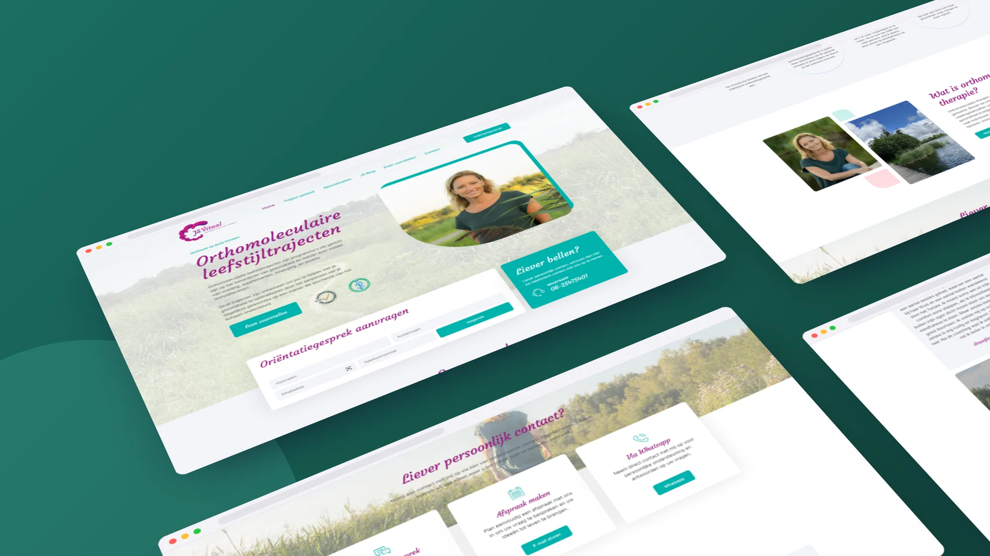 JS Vitaal: Website door SjopSjop, getoond op desktop, laptop en smartphone